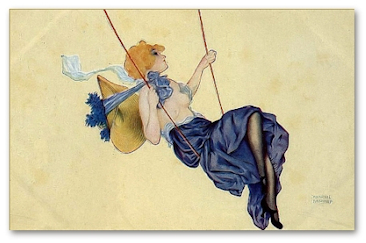 Postkort tegnet af Raphael Kirchner.