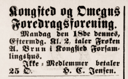 Foredrag i Forsamlingshuset.